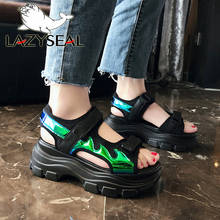 LazySeal/Шикарные Модные женские сандалии, увеличивающие рост; Обувь на танкетке и платформе; Женские летние сандалии на застежке-липучке 2024 - купить недорого