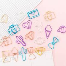 10PCS/Pack Cute Cactus Star Ice Cream Mini Paper Clips Kawaii Stationery Metal Clear Binder Clips Photos Tickets Notes Letter 2024 - buy cheap