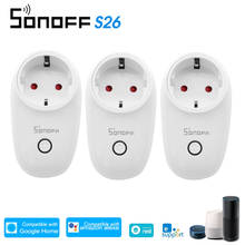 Soquete de tomada inteligente 3 familiar sonoff s26 wifi, adaptador de tomada inteligente sem fio para carregamento por controle remoto de energia para casa inteligente eua/reino unido/cn/au/ue 2024 - compre barato