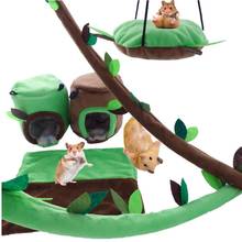 6PCS Small Pet Toy Hamster Hammock Stump Nest Forest Leaf Tunnel Round Swing Mat Totoro Guinea Pig Squirrel Warm Cage Toy House 2024 - buy cheap