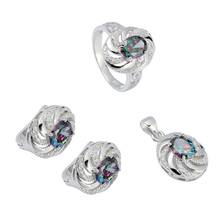 Eulonvan Charm 925 sterling silver women Engagement Wedding jewelry sets (ring/earring/pendant) Rainbow Cubic Zirconia S-3731set 2024 - buy cheap