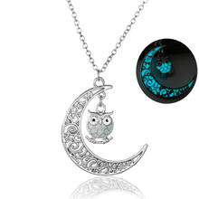 Модное светящееся ожерелье с подвеской полый милая сова луна из сплава светящаяся в темноте женское ожерелье Женские Ювелирные изделия подарки для друзей 2024 - купить недорого
