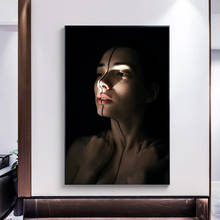 Canvas Painting Woman with Black lines in Face Painting Posters and Prints Wall Pictures for Living Room Cuadros Decoracion 2024 - buy cheap