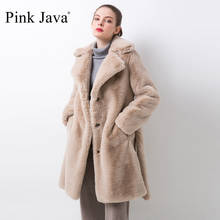 Casaco de inverno feminino java qc20048, novo sobretudo de pele falsa, casaco longo de pele de coelho 2024 - compre barato