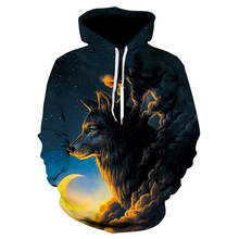 Fashion wolf-print animal new printed long-sleeved hoodie spring summer men's casual thin street wear jerseys 2024 - buy cheap