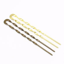 5pcs 140x2.5mm Gold Silver Plated Hair Fork Twisted Hair Sticks Metal Copper U Shape Hair Pins Setting For Jewelry Making 2024 - buy cheap