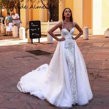 Vestido de noiva com laço de sereia, vestidos com saia destacável, 2 em 1, vestidos de casamento de luxo personalizados 2024 - compre barato