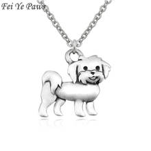 Vintage Silver Color Boho Maltese Dog Charm Pendant Choker Necklace Long Stainless Steel Chain Men For Women Men Jewelry Gift 2024 - buy cheap