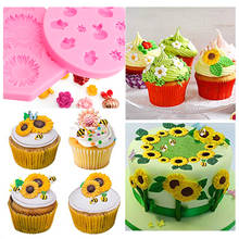 1pcs Sunflower Bee Fondant Silicone Mold 3D Chocolate Cake Baking Silicone Mold Manual DIY 2024 - buy cheap