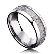 Silver Color Men's Tungsten Ring with Meteorite Inlay Fashion High Polished Male Engagement Wedding Tungsten Carbide Ring 2024 - buy cheap
