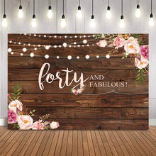 Telón de fondo de 40 cumpleaños, cartel de decoración de sesión fotográfica, suelo de madera rústica, floral 2024 - compra barato