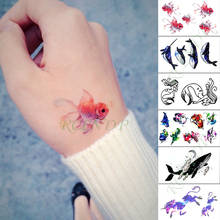 Pegatina de tatuaje temporal a prueba de agua, pez dorado, ballena, caballo, animal, tatuaje falso, mano, brazo, pie, tatuaje flash para niños, niñas, hombres y mujeres 2024 - compra barato