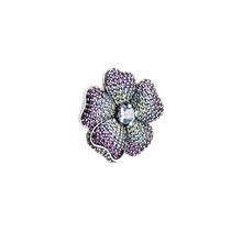 Glorious Bloom Pendant Multi Color CZ Flower Brooch for Women Crystal 925 Sterling Silver Jewelry Charm Beads for DIY Making 2024 - buy cheap