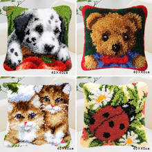 Latch Hook Rug Kits Animal Series Dog Cat Bear Horse Acrylic Yarn 3D Segment Embroidery Pillow Carpet DIY Pillow Handmade 2024 - buy cheap