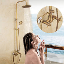 Grifo mezclador de ducha de estilo europeo, estilo retro, de cobre antiguo, conjunto de Ducha 2024 - compra barato