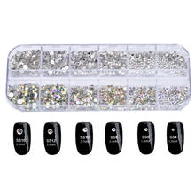 Swarovsky 1728 pçs 12 grades/conjunto ab cristal strass de vidro decoração da arte do prego multi-tamanho 3d diy dicas manicure glitter diamante 2024 - compre barato