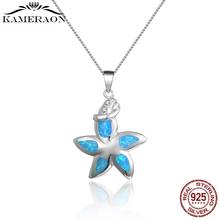 KAMERAON Real 925 Sterling Silver Opal Zircon Spring Flower Pendant Necklace for Women Fine Jewelry collar Gift N816 2024 - buy cheap