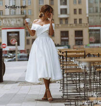 Smileven A Line Short Princess Wedding Dresses Satin Off The Shoulder Ankle Length Corset Bride Dress Robe De Mariage  Lace Up 2024 - buy cheap