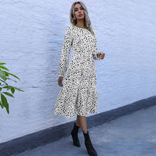 Maxivestido de primavera y verano para mujer, manga larga, leopardo, blanco, ligero, bohemio, 2021 2024 - compra barato