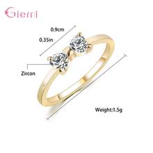 Gold Color Bow Shape Crystal Rings For Women Latest Design Genuine 925 Sterling Silver Rings High Qualtiy Fashion Jewelry Gift 2024 - buy cheap