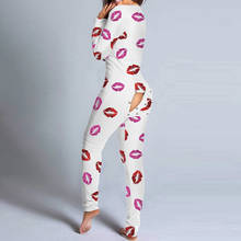 Macacão feminino sensual com botões, peça única de manga longa com decote em v para mulheres, roupa de dormir para primavera e outono, 2021 2024 - compre barato