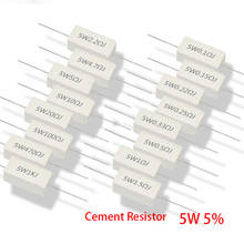 Цементный резистор 5 Вт 5%, сопротивление мощности 0,1 ~ 10K 0.1R 0.5R 1R 10R 100R 0,22 0,33 0,5 1 2 5 8 10 15 20 25 30 100 1K 10 кОм, 10 шт. 2024 - купить недорого