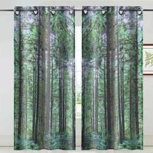 Top Grommet Blackout Curtain For Living Room Green Forest Drapes Bedroom Kitchen Balcony Pastoral Fresh Sheer for Window Decor 2024 - buy cheap