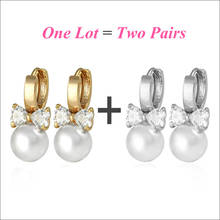 2Pair/Lot Korean Genuine Pearls Earrings Gold Hoop Earings For Women Brinco Pendientes Perlas Girls Costume Pearl Jewelry E0310 2024 - buy cheap