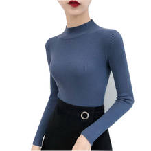 Half Turtleneck Knitted Sweater Women 2020 Autumn Long Sleeve Solid Pullover Women Sping Long Sleeve Knit Sweater Jumpers 2024 - buy cheap