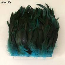 2 Meters Turquoise Blue feathers trimming Fringe rooster feathers ribbon for DIY sewing dress clothes wedding plumes decoration 2024 - buy cheap