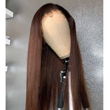 Brown Straight 26Inch Long Synthetic 13x4 Lace Front Wig For Women with Baby Hair Synthetic Preplucked Daily 180% Density 2024 - buy cheap