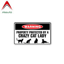 Aliauto Funny Car Sticker Protected By Crazy Cat Lady Animal Decal Accessories PVC for Opel Seat Nissan Suzuki Peugeot,15cm*8cm 2024 - buy cheap