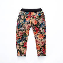 floral kids jeans fashion kids denim trousers pants cotton children's clothing 2024 - compre barato