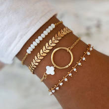 Yobest 4PCs Hollow Lotus Fatima Hand Bracelets Set Vintage Armband Bracelets for Women Bohemia Wrist Chain Hand Jewelry 2024 - купить недорого