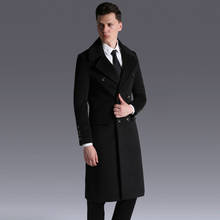Abrigo largo de lujo para hombre, chaqueta de lana de colores sólidos con doble botonadura, abrigos de talla grande 5XL 6XL, ajustado, nuevo 2024 - compra barato