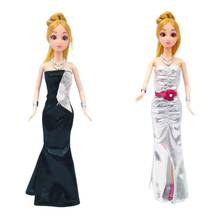 Одежда для шарнирной куклы Барби, классическое черное/серебристое платье-годе с открытыми плечами, вечерние для куклы Барби, вечернее платье принцессы, игровой домик, игрушки, 1/6 2024 - купить недорого