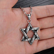 Collar con colgante de acero inoxidable para hombre y mujer, cadena con colgante de la Estrella de David, de Israel, Judaica, Color plata, joyería judía 2024 - compra barato