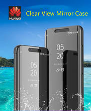 Умный прозрачный зеркальный чехол P для Huawei P8 P9 P10 P20 Lite 2017 Plus, чехол-книжка для Mate 10 20 lite pro honor 10 9 8 nova 3 3i 2024 - купить недорого