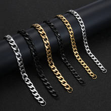 Hot Sale Stainless Steel Gold Black Color Cuban Chain Bracelet For Men Titanium Steel Link Bracelet 6/8/10MM Length 20CM 2024 - buy cheap