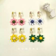 QUMENG New Korean Acrylic Colorful Daisy Stud Earrings For Women Girls Flower Cute Fashion Yiwu Jewelry  Wholesale 2024 - buy cheap