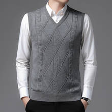 2021 Male Sleeveless Pullover Men Casual Sweater Vest Outerwear V-neck Wool Mens Knitted Vests 2024 - buy cheap