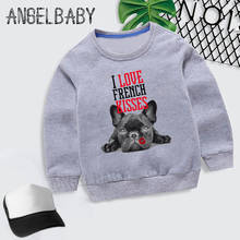 Boys Girls Sweatshirt Kids French Bulldog Kisses Cartoon Hoodies Children Autumn Tops Baby Cotton Clothes,KYT2123 2024 - buy cheap