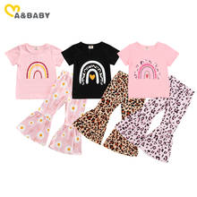 Ma&Baby 1-6Y Summer Kid Girl Clothes Set Rainbow Print T Shirt Leopard Flare Pants Outfits Costumes DD15 2024 - buy cheap