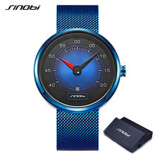 SINOBI-Reloj de pulsera de acero inoxidable para hombre, cronógrafo de cuarzo con tablero de coche, color azul, a la moda, para regalo 2024 - compra barato