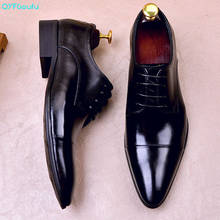 Qyfcioufu marca dos homens vestido sapatos de couro de vaca genuína alta qualidade apontou toe sapatos italianos homens formal de negócios sapatos de casamento 2024 - compre barato