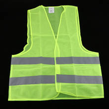 Neon Green Safety Vest Jacket With Reflective Strips High Visibility Large Size 2024 - buy cheap