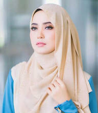 Women Plain Bubble Chiffon Scarf Wrap Gold Shinny Glitter Solid Color Shawls Headband Muslim Hijabs Scarves/scarf 2024 - buy cheap