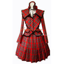 fondcosplay Red plaid Gothic Lolita Punk Fashion Outfit cotton jacket skirt Cosplay Costume Tailor-made[CK919] 2024 - buy cheap