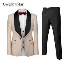 Conjunto de baile formal masculino da gwenhwylong, 3 peças, compatível com homens do padrinho, de casamento 2024 - compre barato