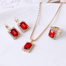 3pcs/set Bridal Wedding Crystal Square Pendant Necklace Earring Ring Fashion Jewelry Sets For Party Glass Jewelry 2024 - buy cheap